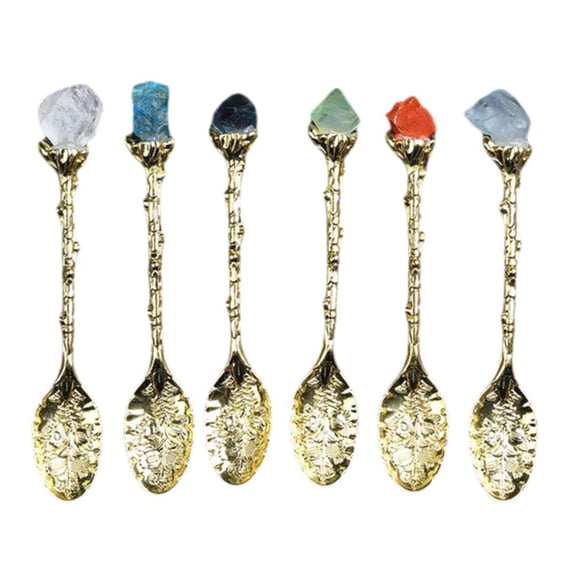6pcs Crystal Mineral Coffee Spoon Tea Spoon Kitchen Supplies Tableware