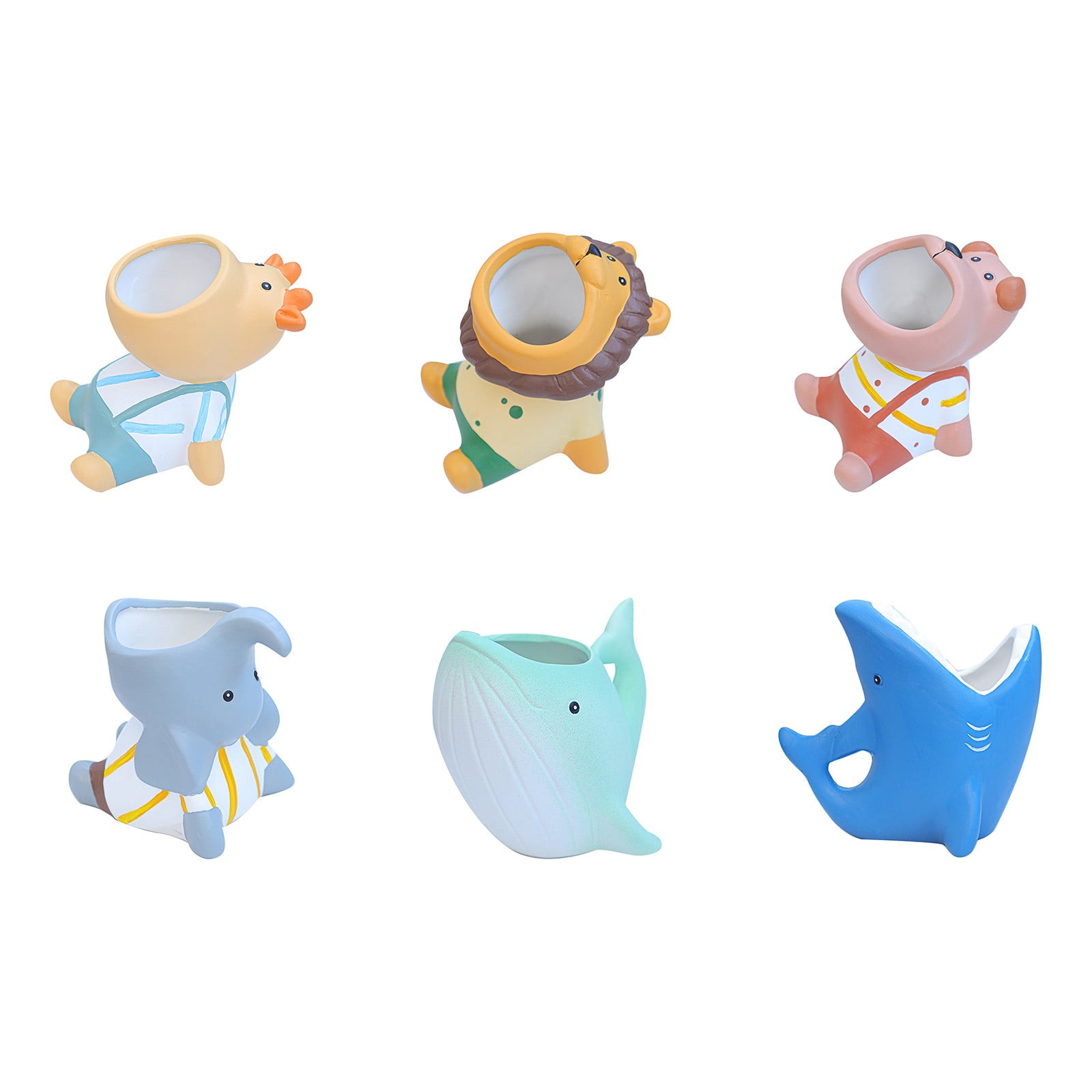 6pcs Cute Big Mouth Cartoon Animal Flower Pot Ceramic Succulent Flower