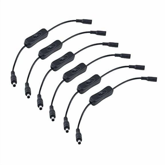 6pcs DC Inline On/Off Switch with 5.5x2.1mm Male to Female Power Adapter Connector