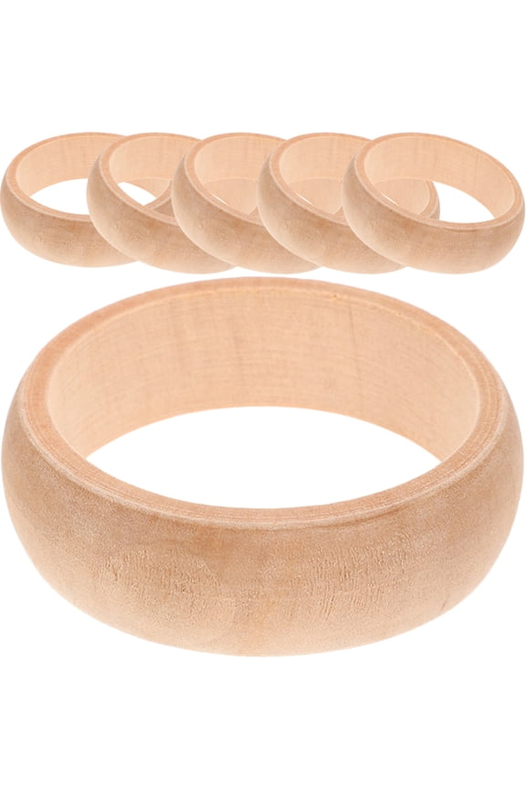 6pcs DIY Bracelets Blank Unfinished Wooden Bracelets for Jewelry Making