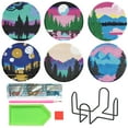thumbnail image 1 of 6pcs DIY Diamond Painting Coaster Kit with Beautiful Sunset Design and Stand, Perfect for Home Decor and Gift Giving, 1 of 7