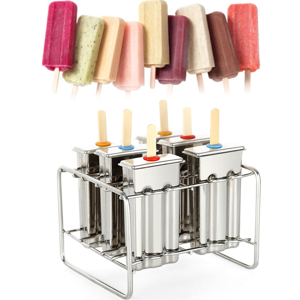 PEAKORA6pcs DIY Ice Cream Makers Stainless Steel Mold Kit Stick Holder Home