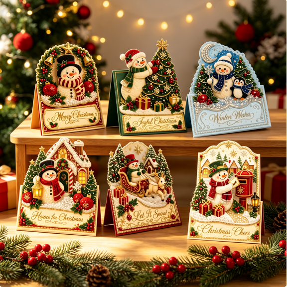 6pcs DIY Pearl Diamond Art Painting Christmas Cards with Envelopes, Multi Pattern Diamond Art Greeting Cards, Great DIY Activity for Holiday Family Craft Time