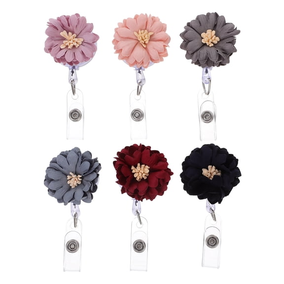Supvox 6Pcs Retractable Daisy Flower Name Badge Holders with Alligator Clips for Office