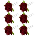 thumbnail image 1 of 6pcs Delicate U Shaped Hair Clips with Simulation Rose for Bride Hair Forks, 1 of 6