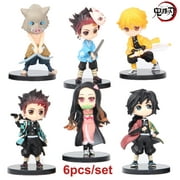 6pcs Demon Slayer Figure Doll Toys Collective Dolls with Stands