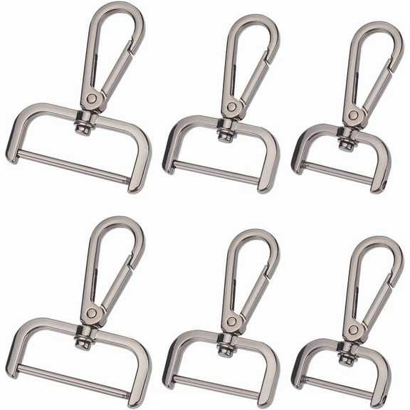 6pcs Detachable Snap Hook Swivel Clasp 3 Sizes Metal Swivel Snaps Hooks with D Rings 1/1.2/1.5 Inch Lanyards Trigger Snap Hooks Push Clip Lobster Claw Clasp for DIY Bags Crafts Gunmetal Gunmetal