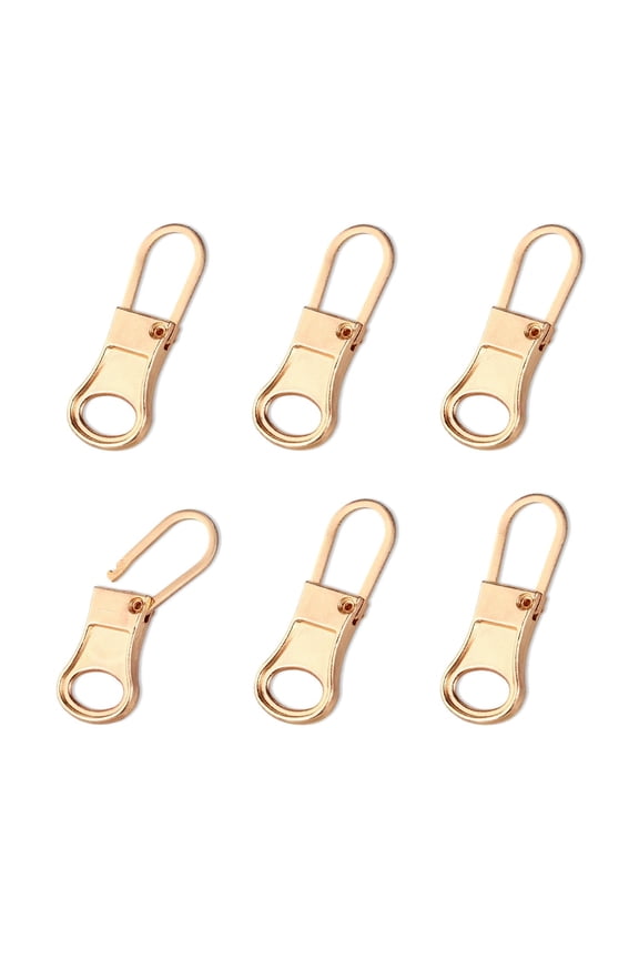 6pcs Detachable Zipper Pulls, Metal Zipper Puller Tab Replacement Fixer Repair Kit for Clothing Jackets Pants Coat Suitcase Bags Backpacks Luggage Purses (Gold)