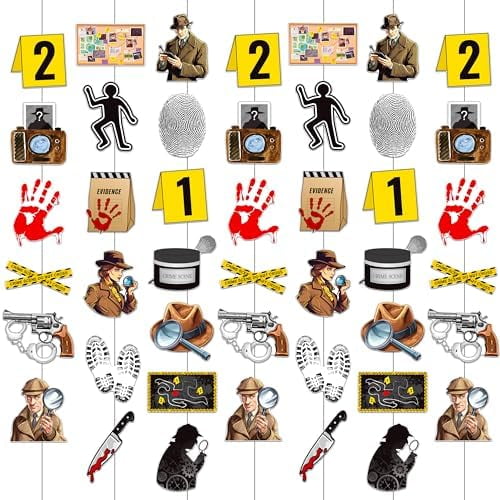 6pcs Detective Party Hanging Garlands Detective Birthday Party Decorations Detective Theme Ceiling Wall Decor for Top Secret Spy Mystery Theme Party Baby Shower Supplies$$Electronics Accessories