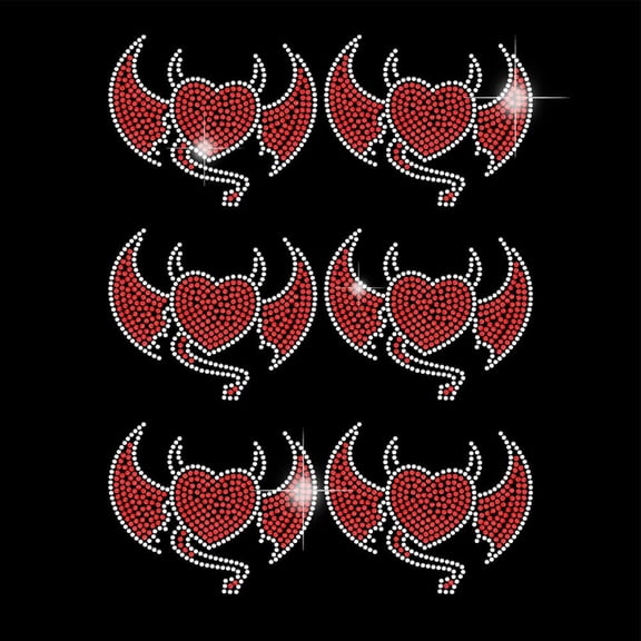 6pcs Devil Love Iron on Transfers Devil Heart Rhinestones for Clothes Bling Heat Transfer Rhinestones Decals Heat Transfer Clothing Repair Decor for T-Shirt Jacket Bag DIY diy