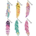 thumbnail image 1 of 6pcs Diamond Art Painting Kit Bookmarks Colourful Pretty Feather Patterns, 1 of 1