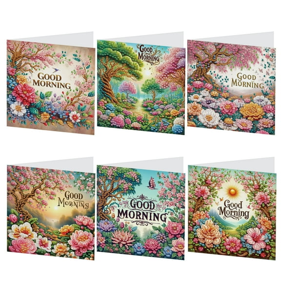 6pcs Diamond Art Painting Kit Greeting Card, Dream Beauty 5D DIY Special Shape Diamond Greeting Card Creative Gift, Christmas Thanksgiving Greeting Card Congratulation