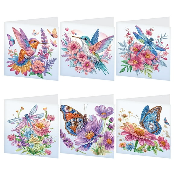 6pcs Diamond Art Painting Kit Greeting Card, Honey Bird 5D DIY Special Shape Diamond Greeting Card Creative Gifts, Christmas Thanksgiving Greeting Card Congratulation