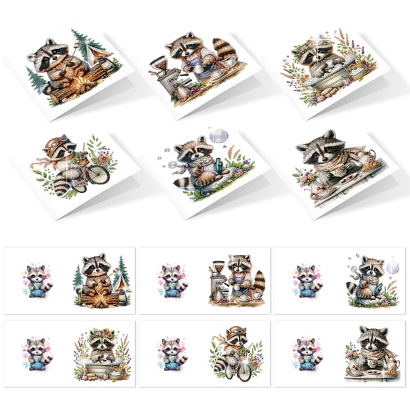 6pcs Diamond Painting Kit Greeting Card, Quirky Animals 5D DIY Diamond Handmade Holiday Greeting Card with Envelope, Christmas Gift Congratulation