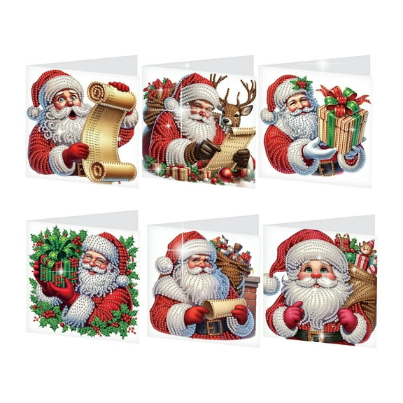 6pcs Diamond Painting Kit Greeting Cards, Christmas Gifts 5D Handmade Art Birthday Holiday Gift Cards with Envelopes