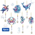 thumbnail image 1 of 6pcs Diamond Painting Wind Chimes, EEEkit Ocean Animal DIY Rhinestone Craft Outdoor Decor, 1 of 8