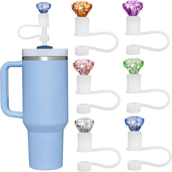 6pcs Diamond Straw Topper for Cup 40/30 Oz and Simple Modern Tumblers - Reusable Cover Accessories, Colorful Decor
