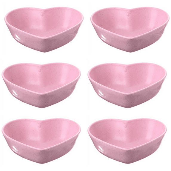 6pcs Dipping Bowls Set Heart Bowl Porcelain Soy Sauce Dish Mini Side Seasoning Dish for Jam, Appetizers, Dessert and Other Party Serving Bowls Set