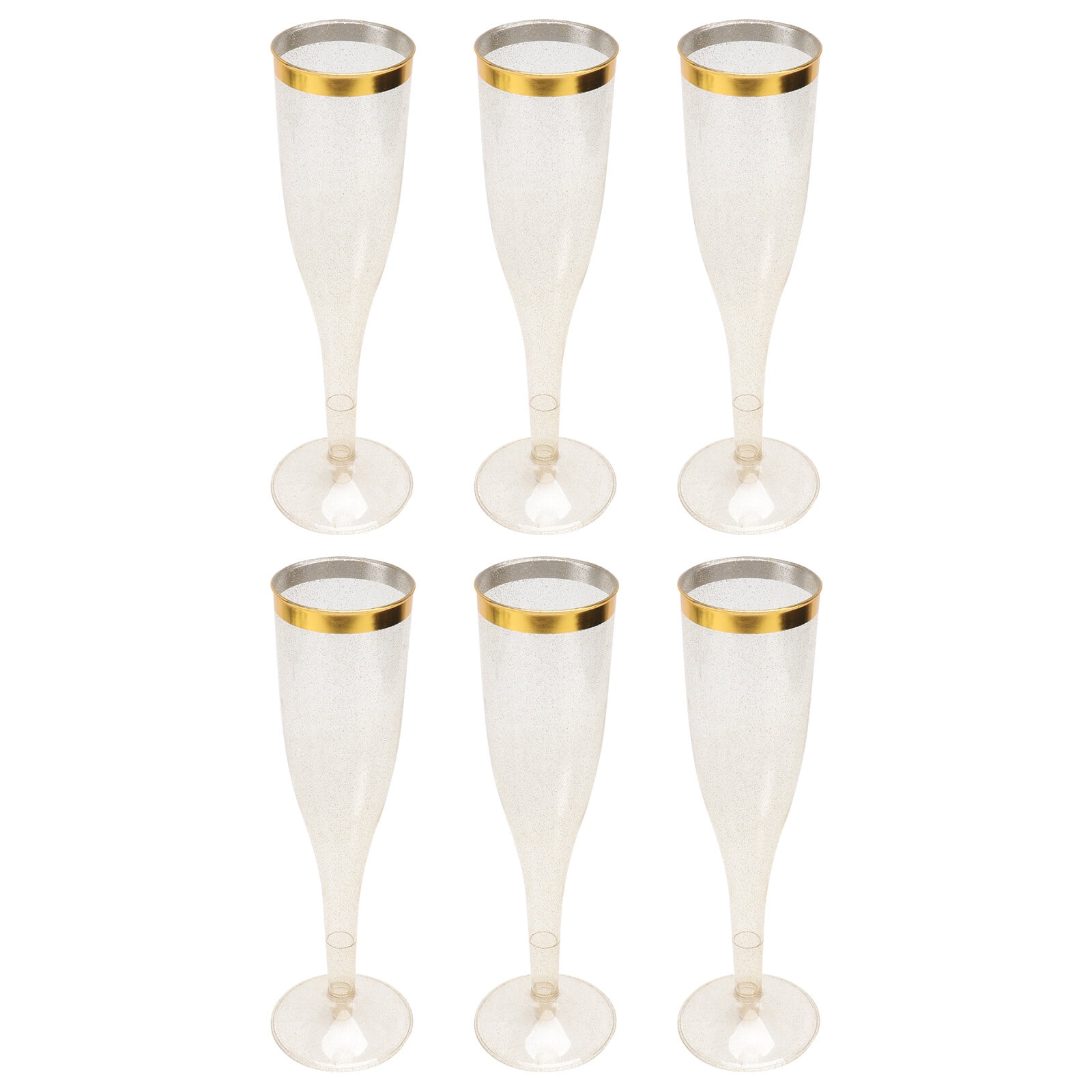 6pcs Disposable Champagne Cu Disposable Goblets Glittering Powder Cu
