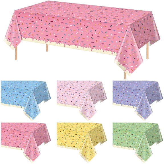 6pcs Disposable Plastic Rectangle Ice Cream Party Table Covers 54 x 108 Inch