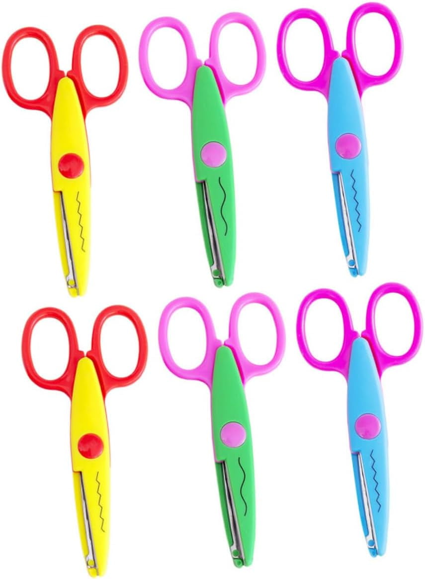 6pcs Diy Paper Cutting Scissors Pinking Shear Office Scissors Creative Lace Scissors Food