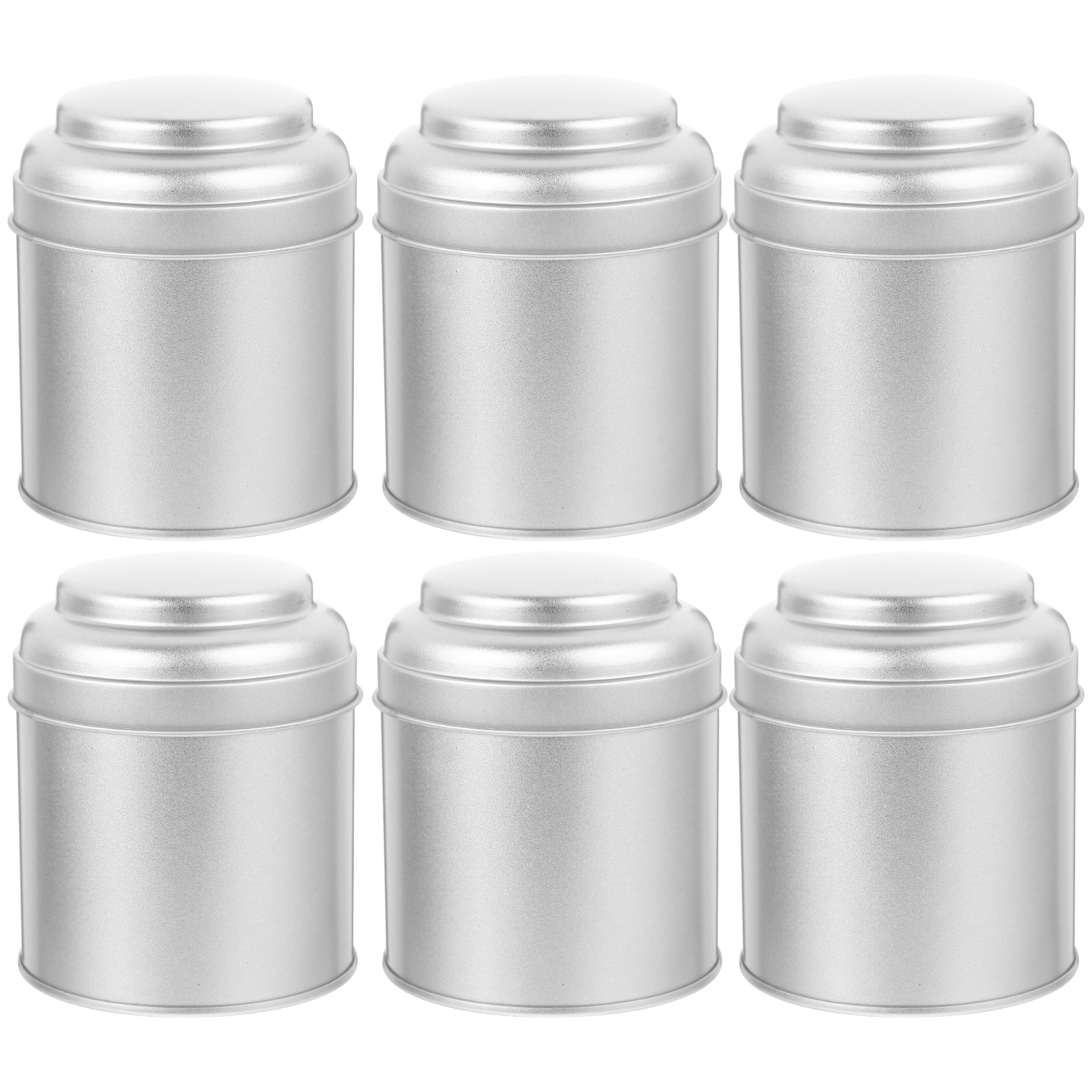 6pcs Double Lids Tea Tin Canister Reusable Tinplate Storage Canister