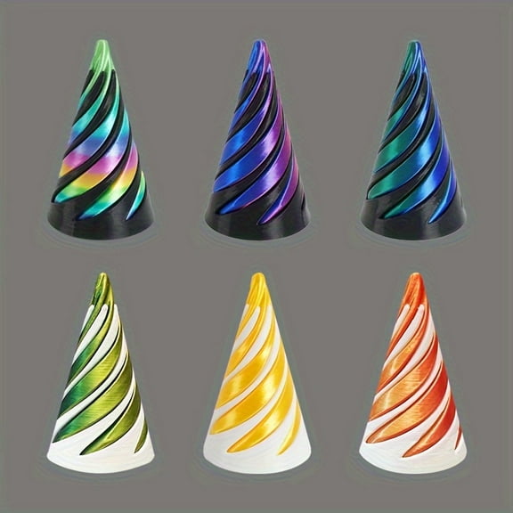 6pcs 3D printing double-sided thrust conical spiral creative decompression desktop ornaments, Halloween, Thanksgiving, Christmas, New Year, holiday gifts, birthday gifts
