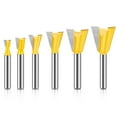 thumbnail image 1 of 6pcs Dovetail Joint Router Bit Set 1/4" 3/8" 1/2" 5/8" 3/4" 7/8" Cutting Dia Wood Milling Cutter Tool for Making Boxes Drawers Chests, 1 of 9