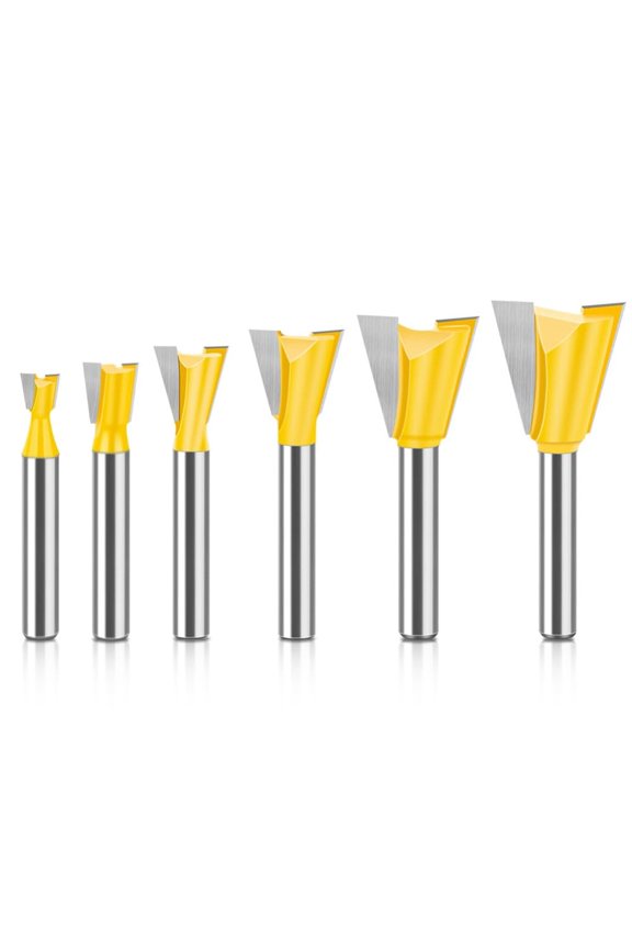 6pcs Dovetail Joint Router Bit Set 1/4" 3/8" 1/2" 5/8" 3/4" 7/8" Cutting Dia Wood Milling Cutter Tool for Making Boxes Drawers Chests