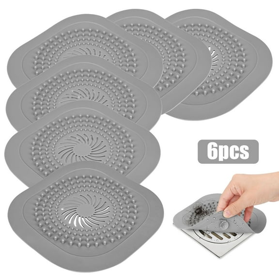 6pcs Drain Hair Catcher, EEEkit TPR Hair Stopper Shower Drain Cover Kitchen Sinks Strainer, Gray