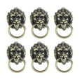 6pcs Drawer Lion Head Pull Handle Knobs with Drawer Ring Door