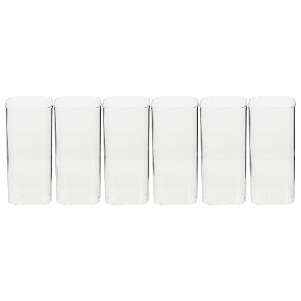 6pcs Drinking Glasses Square Glass Cups Modern Bar Glassware Clear