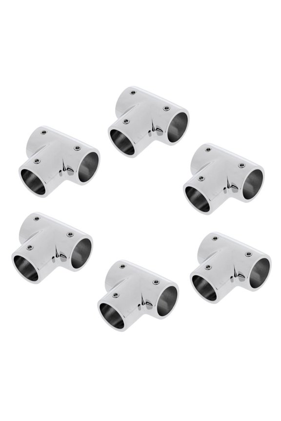 6pcs Durable 1 inch 90 Degree Polished 316 Stainless Steel Boat Hand Rail Fittings Tee Hardware