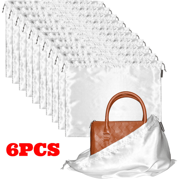 6pcs Dust Bags for Handbags, Silk Dust Cover Bags for Handbags Purses Shoes Boots, Silk Dustproof Drawstring Bag Travel Storage Pouch