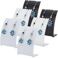thumbnail image 1 of 6pcs Earring Display Stand, 3 Colors PP Slant Back Necklace Holder Jewelry Organizer Stands Dangle Earring Display Rack for Selling Earring Merchant Show Retail, 0.16x0.27x0.43 inch, 1 of 7