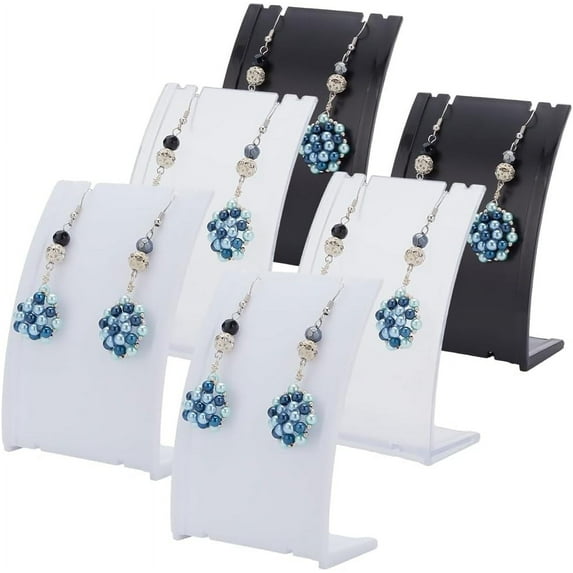6pcs Earring Display Stand, 3 Colors PP Slant Back Necklace Holder Jewelry Organizer Stands Dangle Earring Display Rack for Selling Earring Merchant Show Retail, 0.16x0.27x0.43 inch