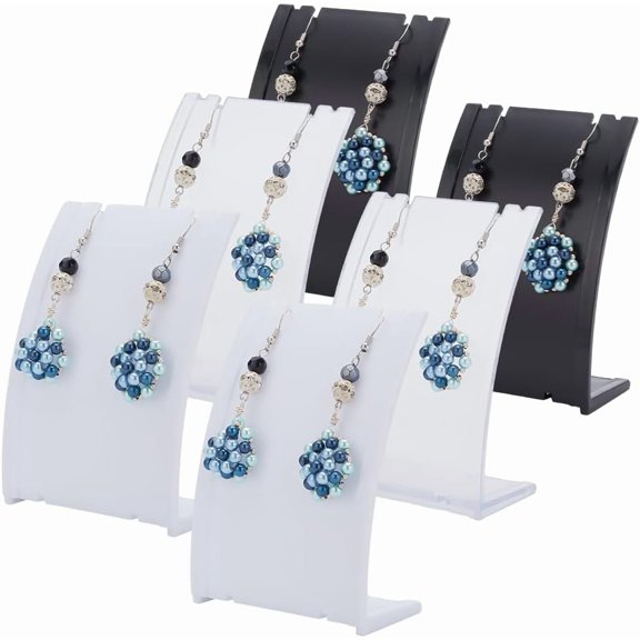 6pcs Earring Display Stand 3 Colors Slant Necklace Holder Ear Studs Display Stands Jewelry Organizer Dangle Earring Display Rack for Selling Earring Merchant Show Retail 0.16x0.27x0.43 inch diy