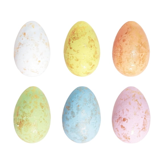 6pcs Easter Foil Gold Glass Egg Figurine, Luxurious Spring Tabletop Ornament for Romantic Easter Holiday, Shiny Gold Glass Egg Decor for Home & Party Accent, Multicolor