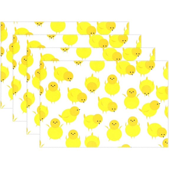 6pcs Easter Little Chicken Placemat - 12x18in - Washable Heat Crease Resistant Printed Place Mat for Kitchen Dinner Table