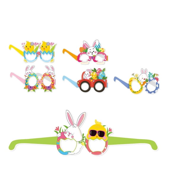 6pcs Easters Photo Booth Props 3D Paper Glasses Handmade Eyeglasses for Holiday Parties Use Social Event Decorations