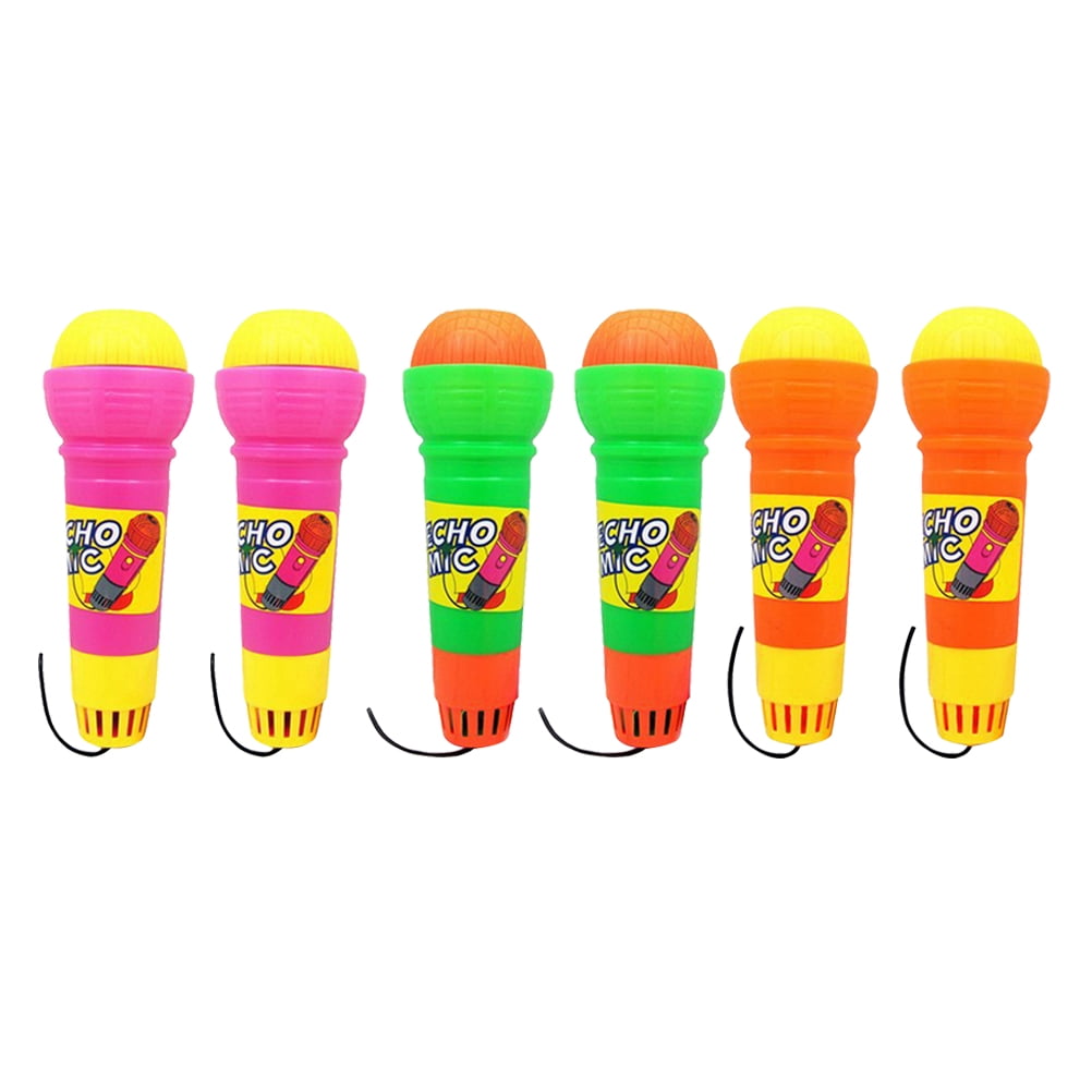 6pcs Echo Microphone Toy Voice Amplifying Microphone Toy with Black