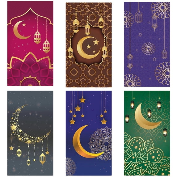 6pcs Eid Mubarak Money Envelope Red Envelope Money Cards Ramadan Red Envelopes Moon Money Envelopes Cash Packaging Bag For Home Islamic Muslim Party