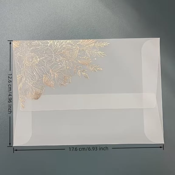 6pcs Elegant Bronzing Flower Translucent Invitation Envelopes - High-End Sulfuric Acid Paper for Weddings, Birthdays, Valentine's Day, and Mother's Day