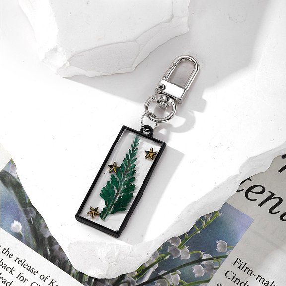 6pcs Epoxy Resin Dried Flower Pendant Decorations Rectangle 84x20mm