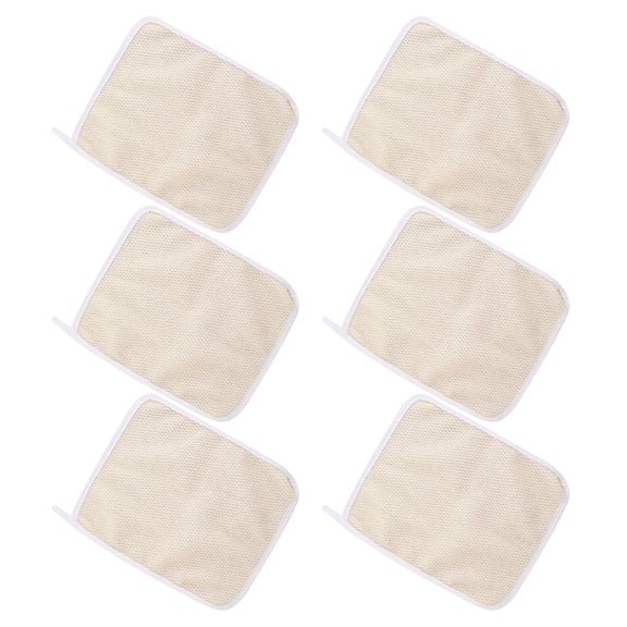 6pcs Exfoliating Wash Cloth Square Bath Cloth Quick Dry Scrub Face Cloth with Short Loop for Home Daily Use (Beige)