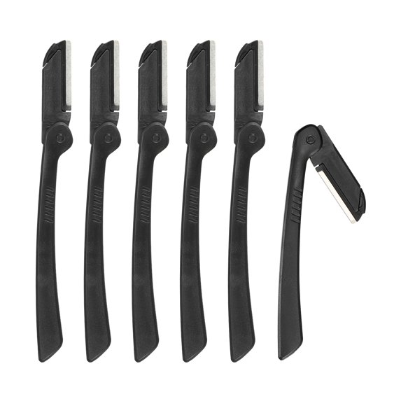 6pcs Eyebrow Razor for Women Foldable Facial Razor Stainless Steel Eyebrow Trimmer Leveling Tool Black