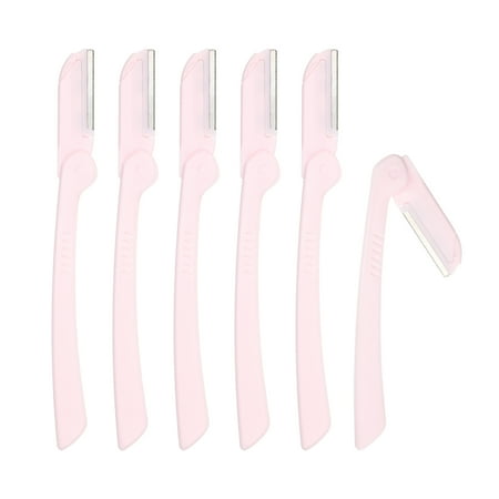 6pcs Eyebrow Razor for Women Foldable Facial Razor Stainless Steel Eyebrow Trimmer Leveling Tool Pink