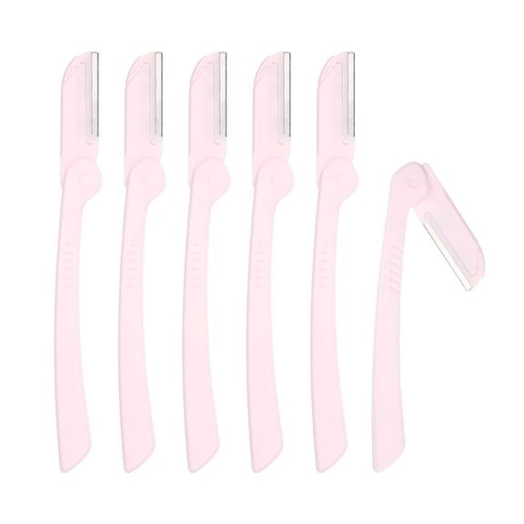 6pcs Eyebrow Razor for Women Foldable Facial Razor Stainless Steel Eyebrow Trimmer Leveling Tool Pink