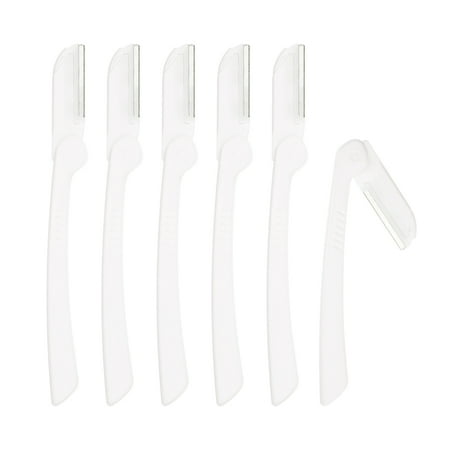 6pcs Eyebrow Razor for Women Foldable Facial Razor Stainless Steel Eyebrow Trimmer Leveling Tool White