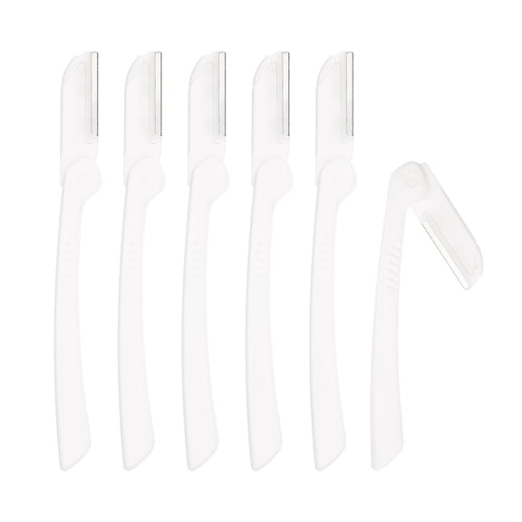 6pcs Eyebrow Razor for Women Foldable Facial Razor Stainless Steel Eyebrow Trimmer Leveling Tool White